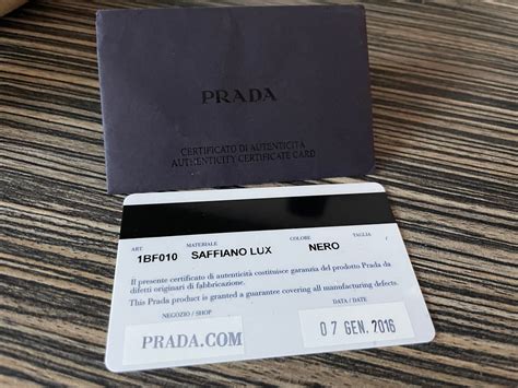 prada black tag|Prada authentication card.